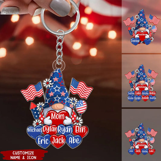 American Dwarf Grandma Mom Heart, 4th Of July Personalized Acrylic Keychain