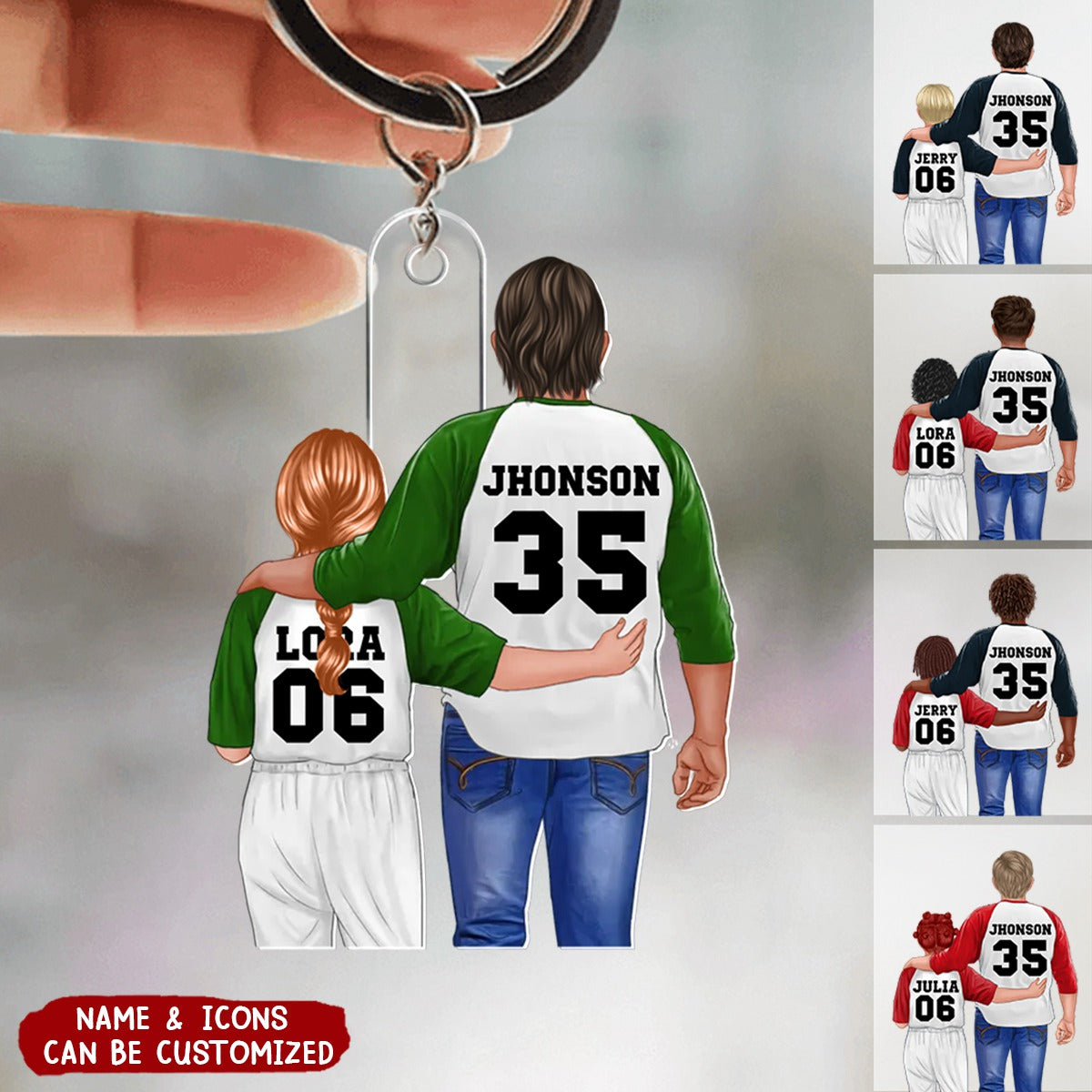 Baseball Dad And Kid Personalized Acrylic Keychain