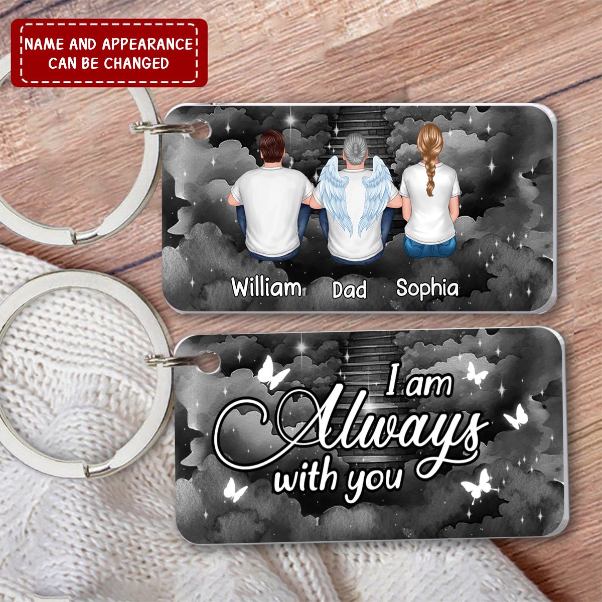 Always With You Night Sky Family Members Memorial Gift Personalized Acrylic Keychain