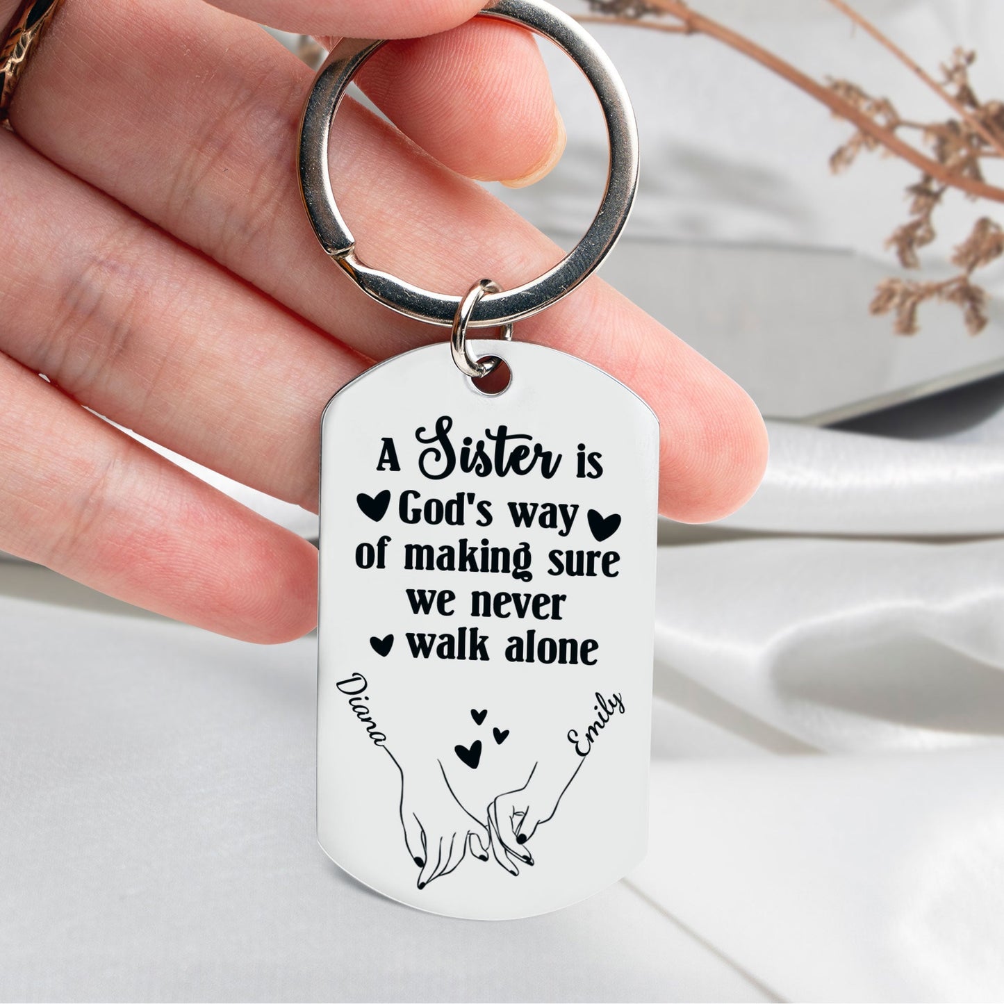 (Photo Inserted) A Sister Is God¡¯s Way - Personalized Engraved Stainless Steel Keychain